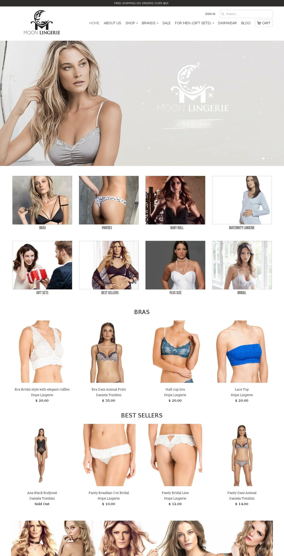 moonlingerie.com — Shopify storefront screenshot