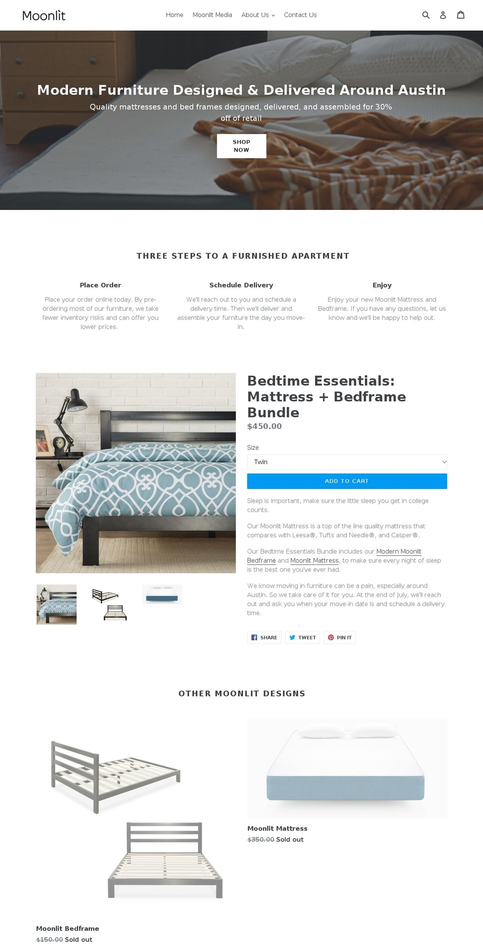 moonlitfurniture.com — Shopify storefront screenshot
