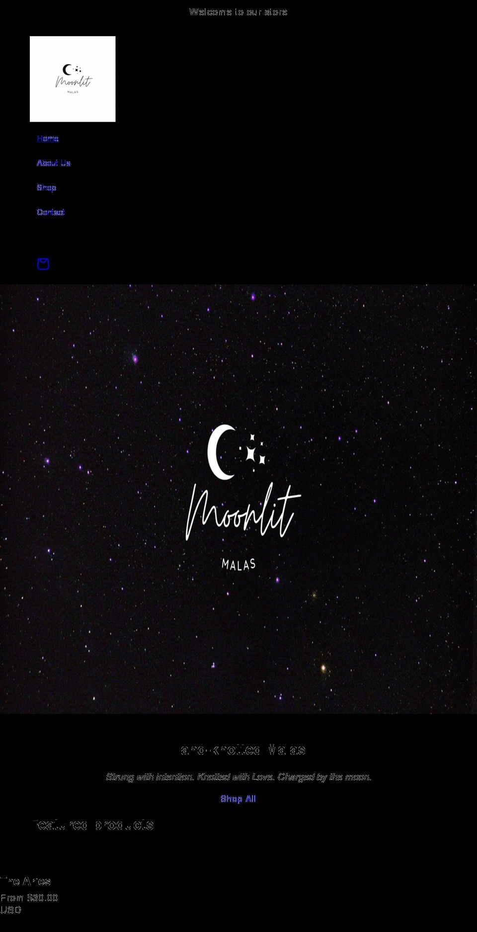moonlitmalas.com — Shopify storefront screenshot