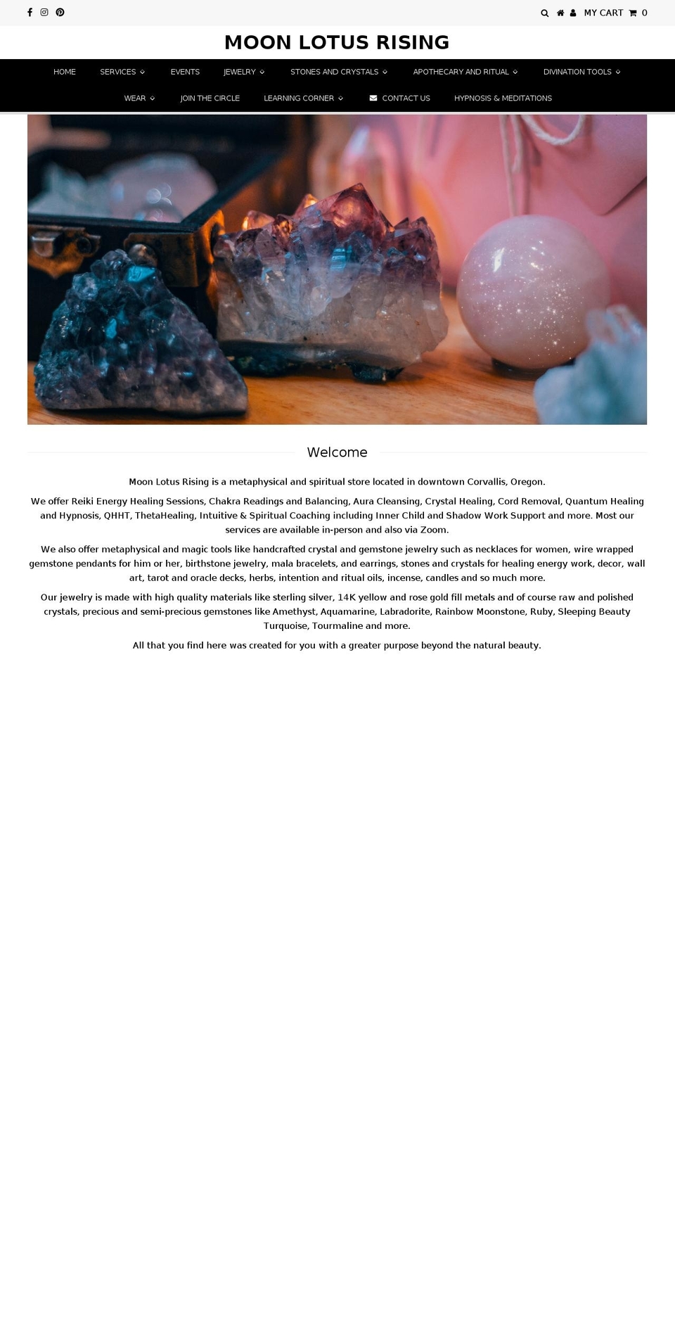 moonlotuscrystals.com — Shopify storefront screenshot