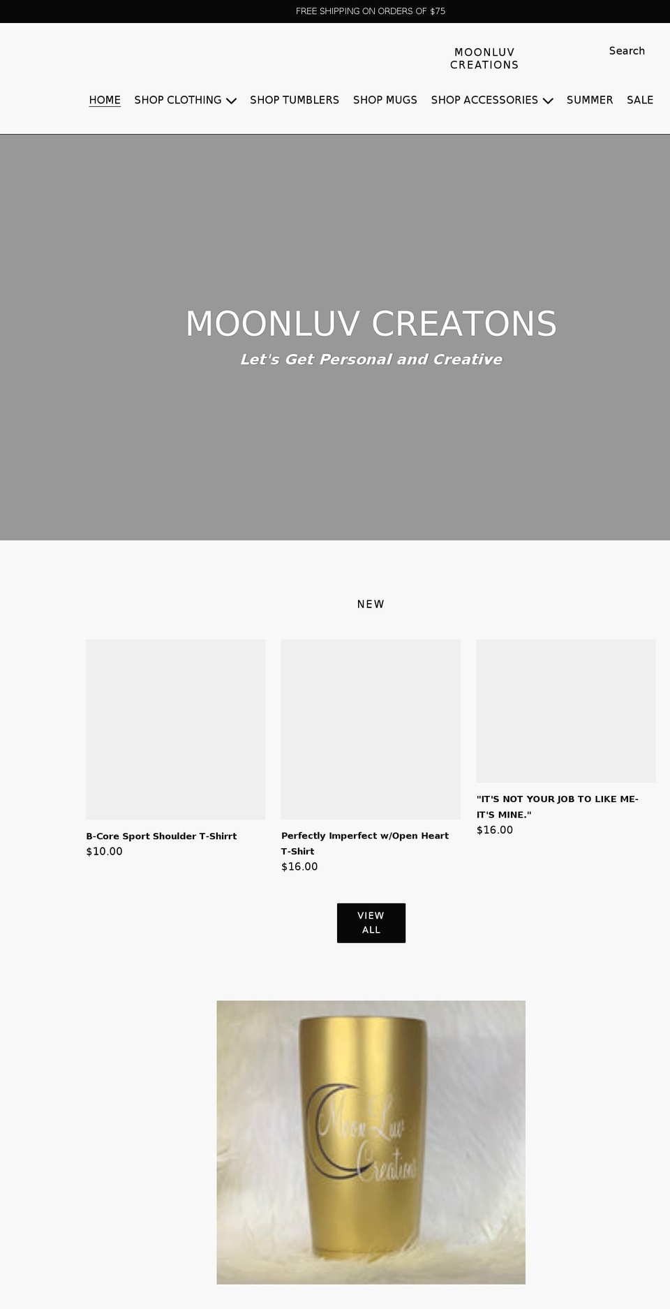 moonluvcreations.com shopify website screenshot