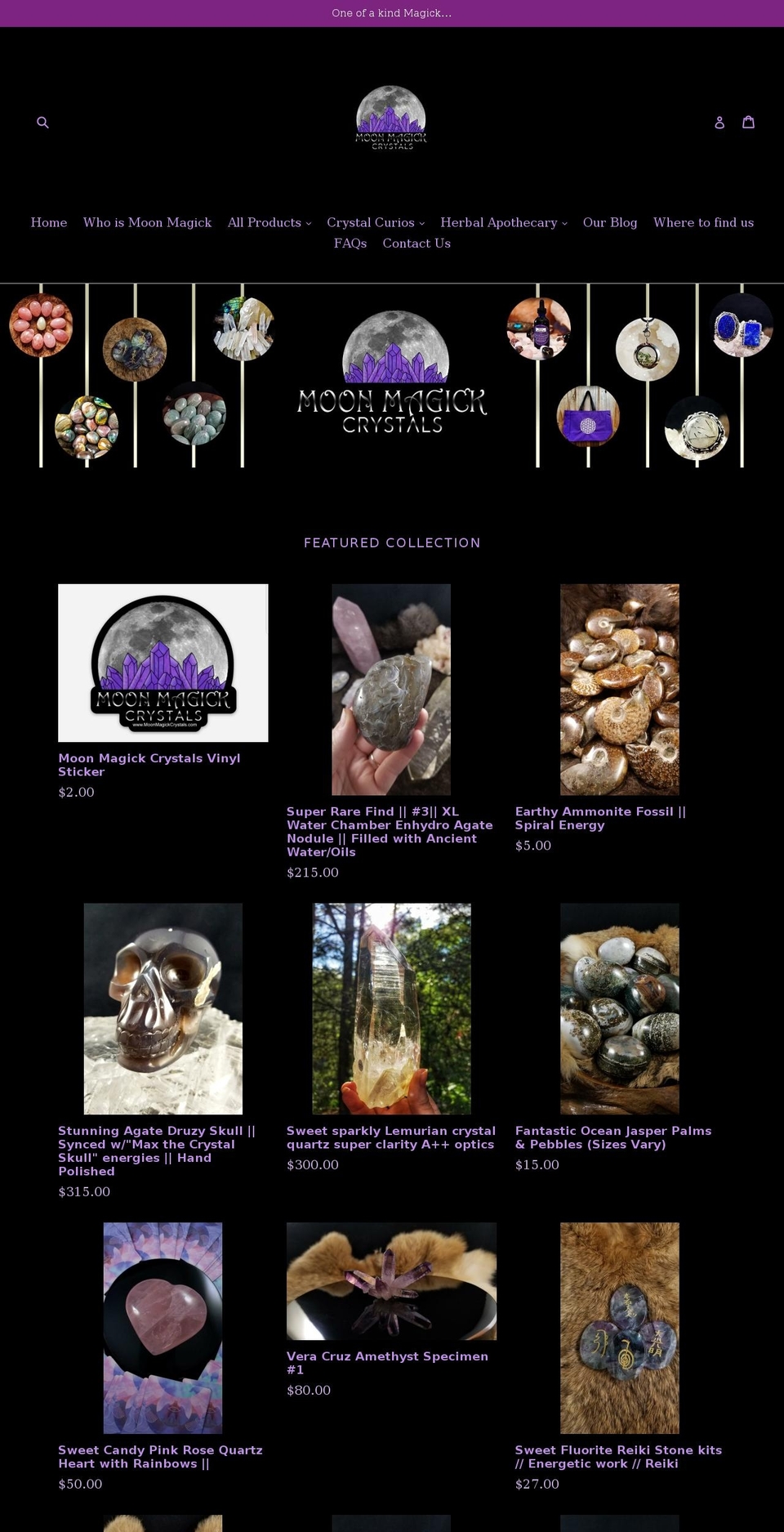 moonmagickcrystals.com shopify website screenshot