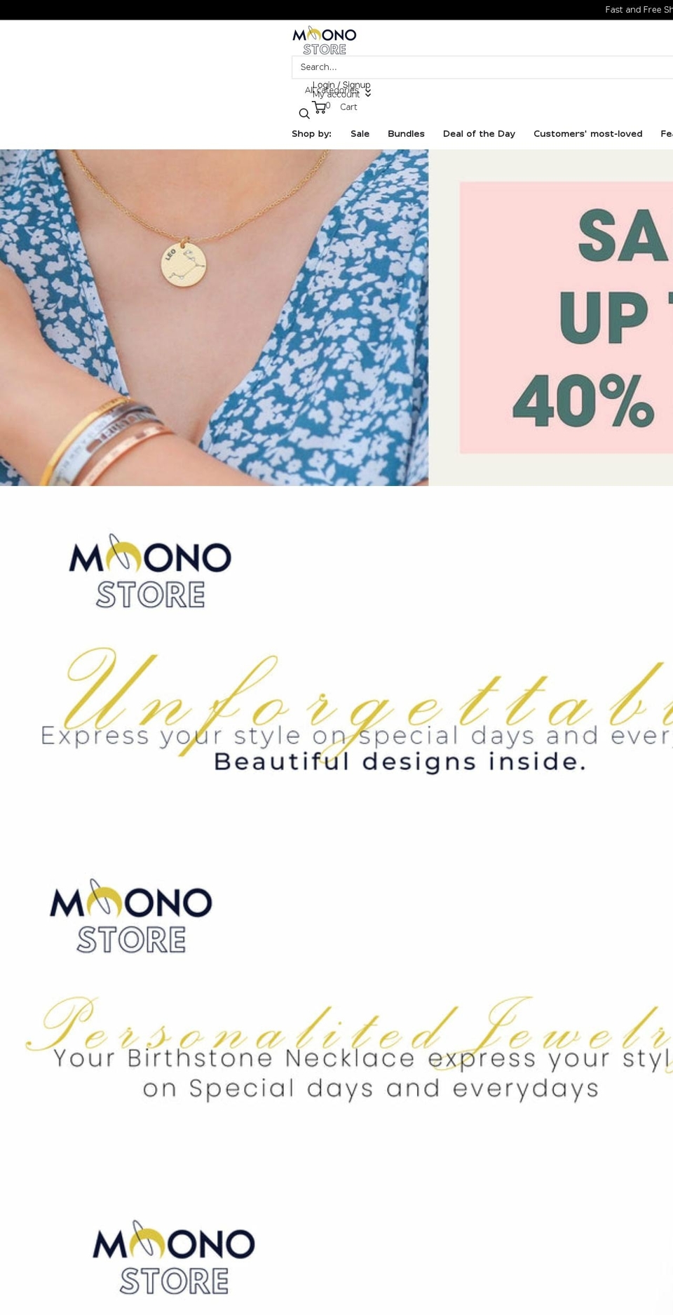 moonostore.com shopify website screenshot