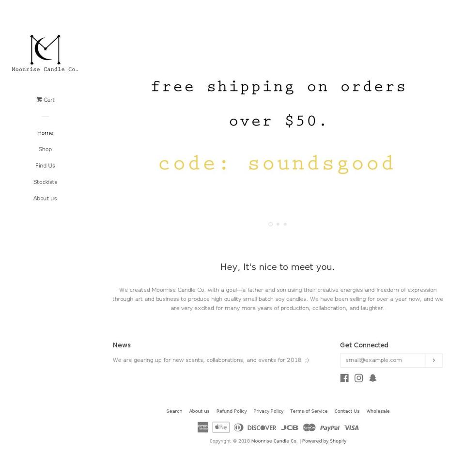 moonrisecandle.com shopify website screenshot