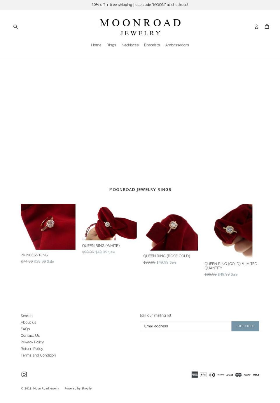 moonroadjewelry.com shopify website screenshot