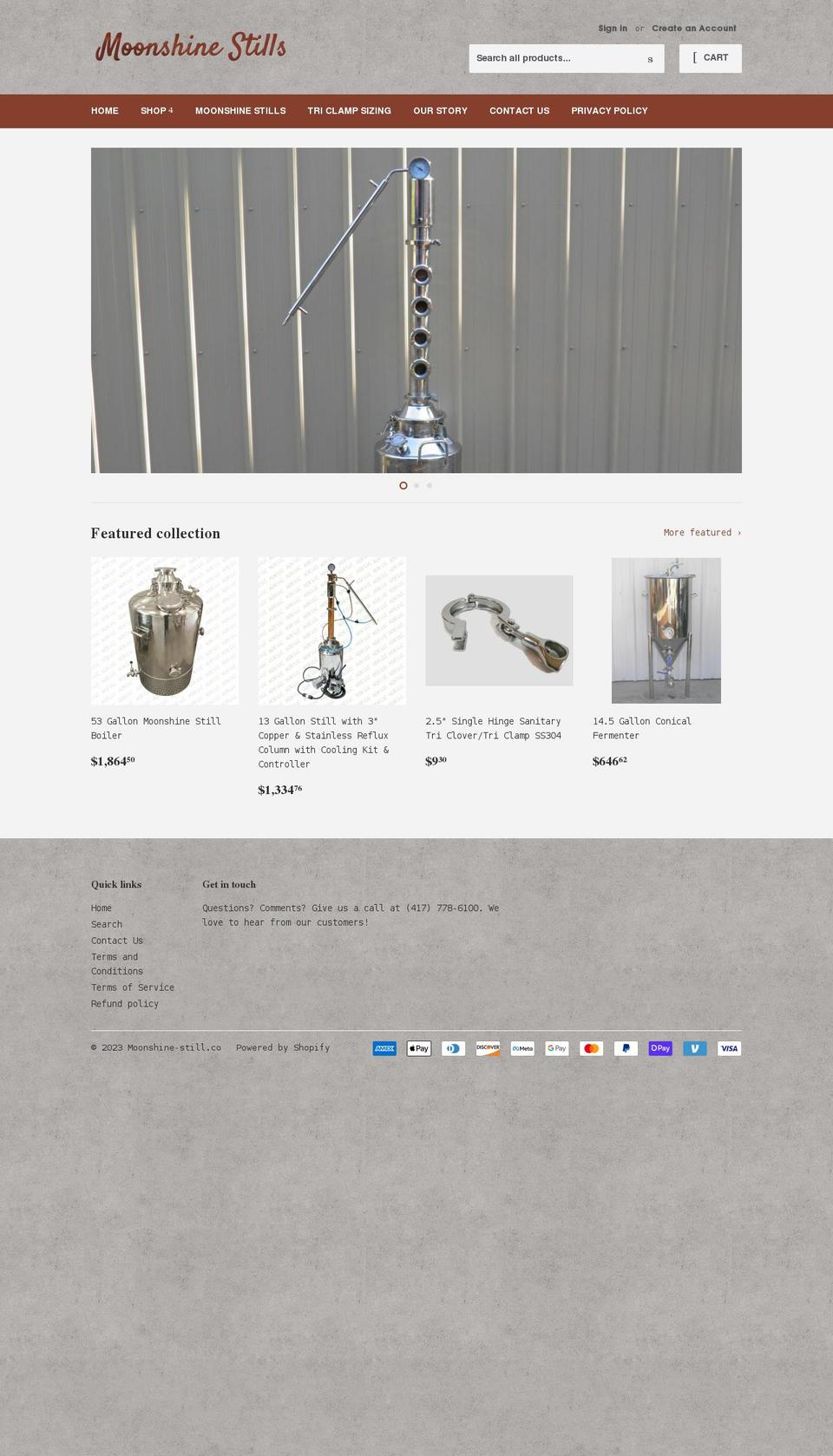 moonshine-still.co shopify website screenshot
