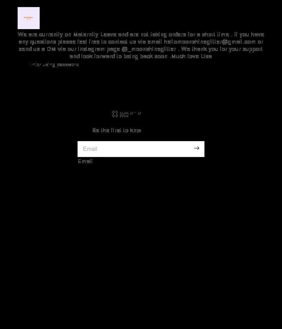 moonshineglitter.com shopify website screenshot