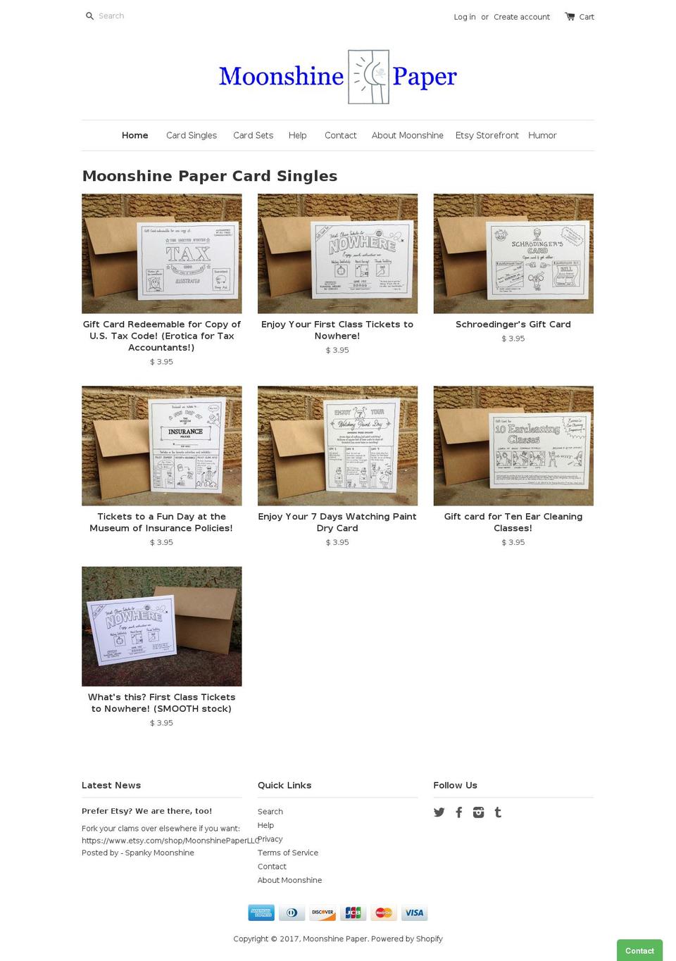 moonshinepaper.com shopify website screenshot