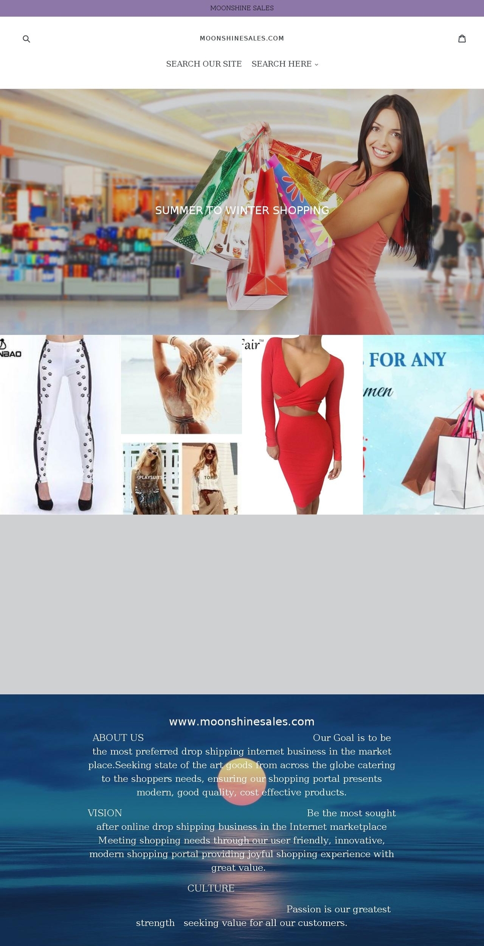 moonshinesales.com — Shopify storefront screenshot