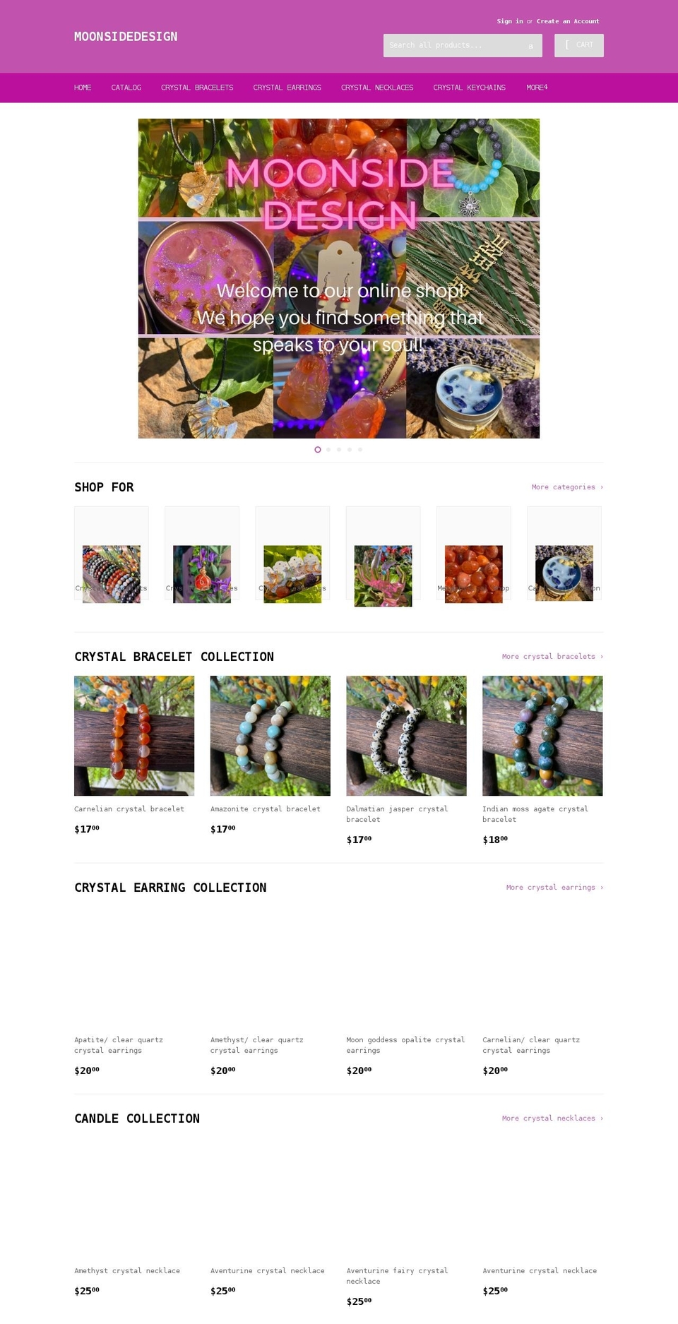 moonsidedesign.com shopify website screenshot