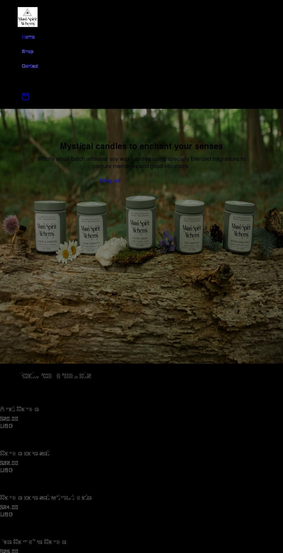 moonspiritalchemy.com shopify website screenshot