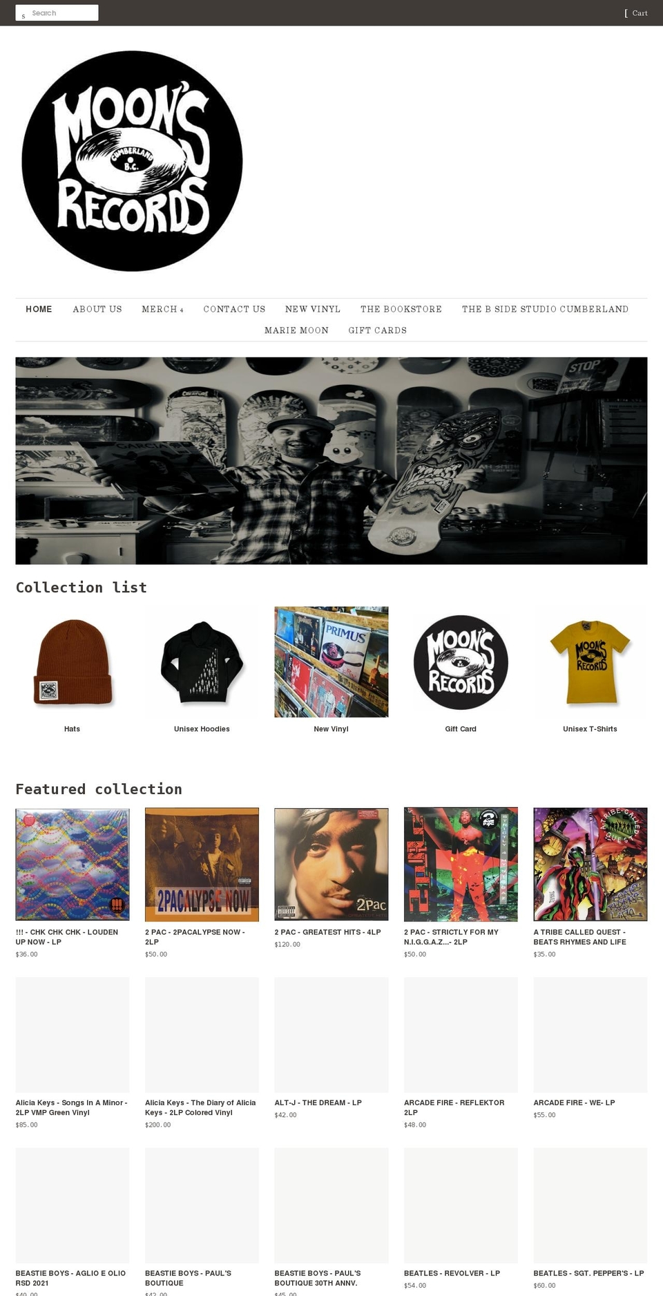 moonsrecords.com shopify website screenshot