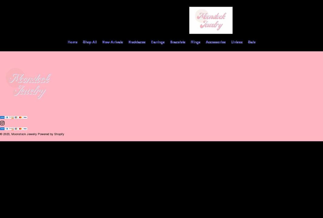 moonstockjewelry.com shopify website screenshot