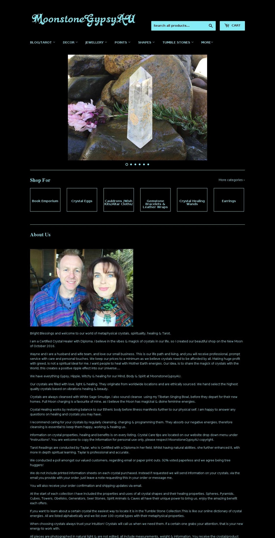 moonstonegypsyau.com — Shopify storefront screenshot