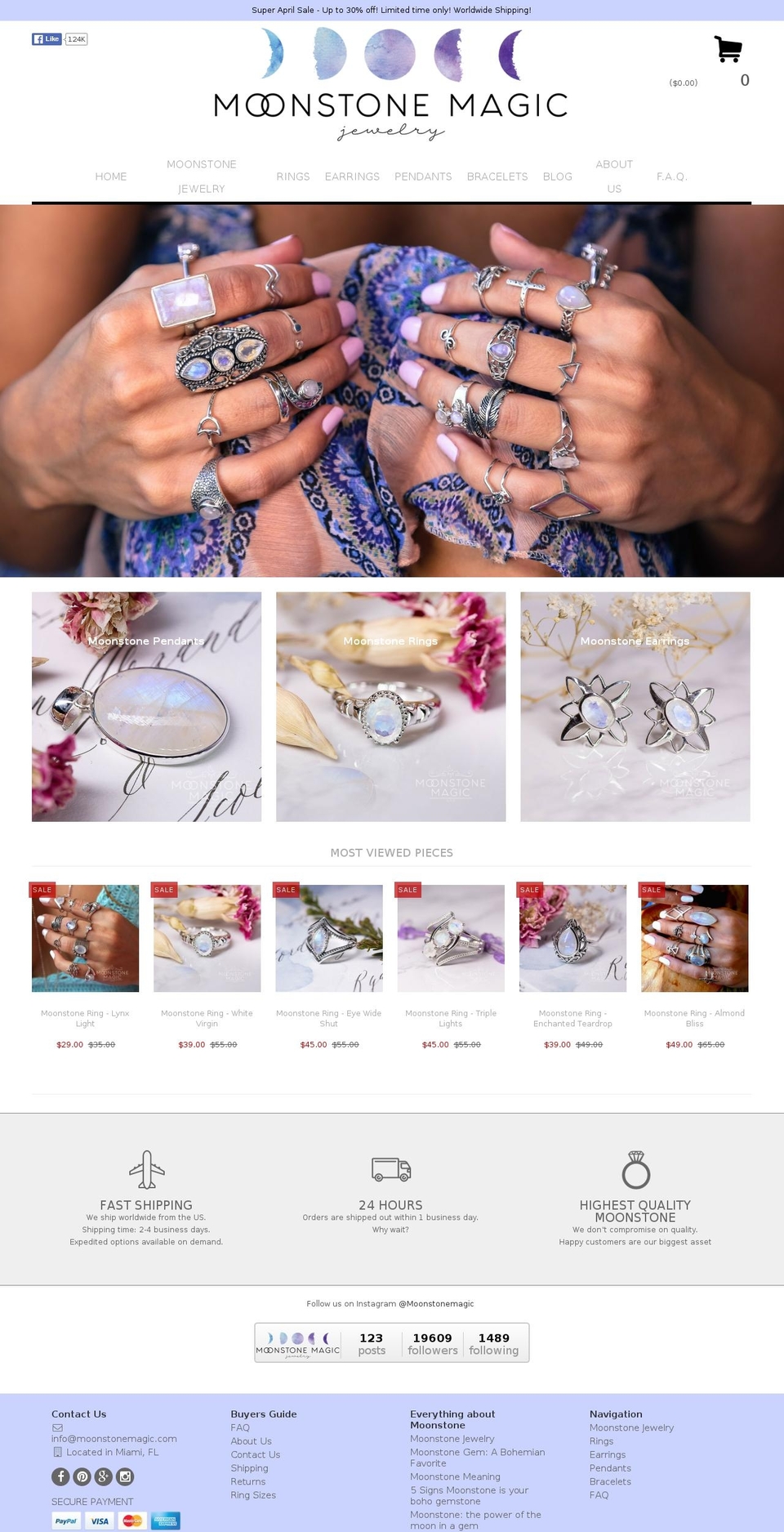 moonstonemagic.com shopify website screenshot