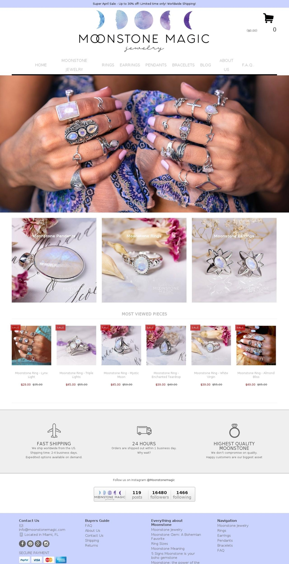 moonstoneshop.com shopify website screenshot
