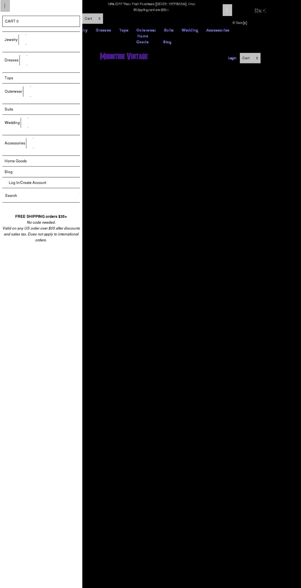 moontidevintage.com shopify website screenshot