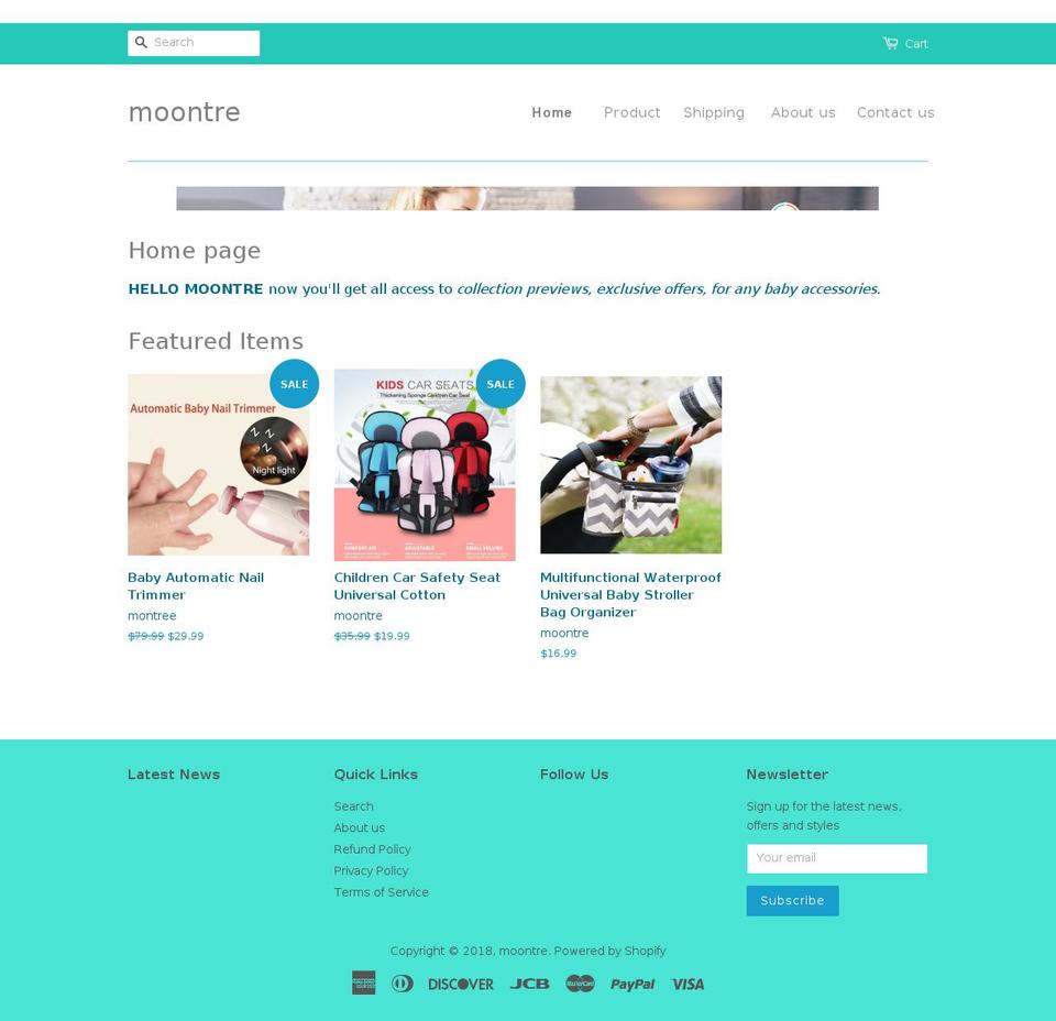 moontre.com shopify website screenshot