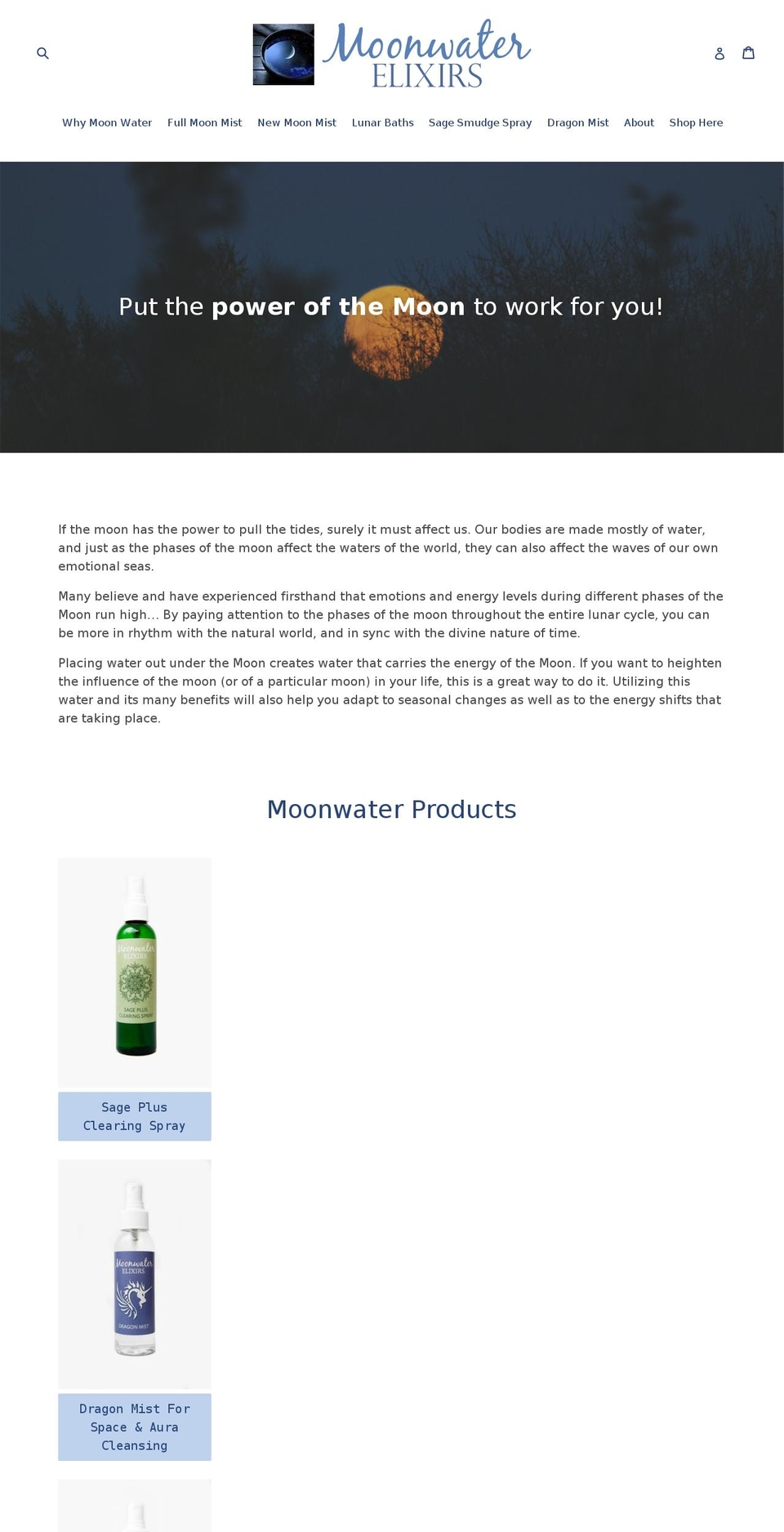 moonwaterelixirs.com shopify website screenshot