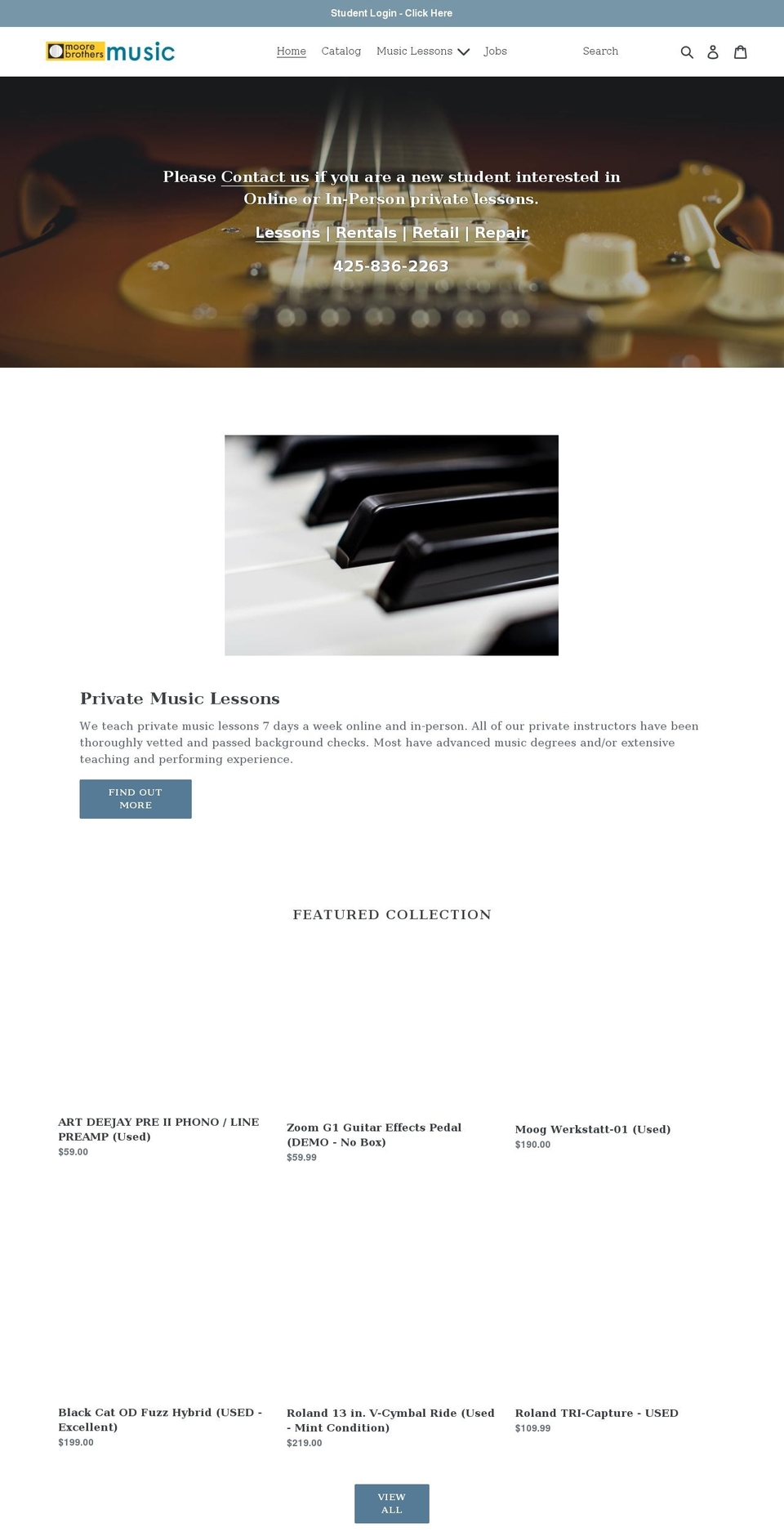 moorebrothersmusic.com shopify website screenshot