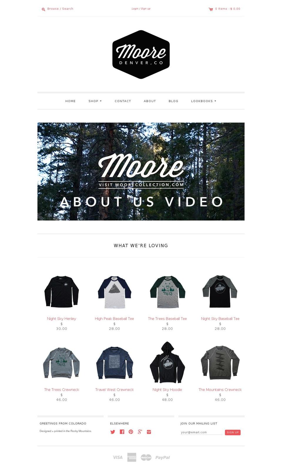 moorecollection.com shopify website screenshot