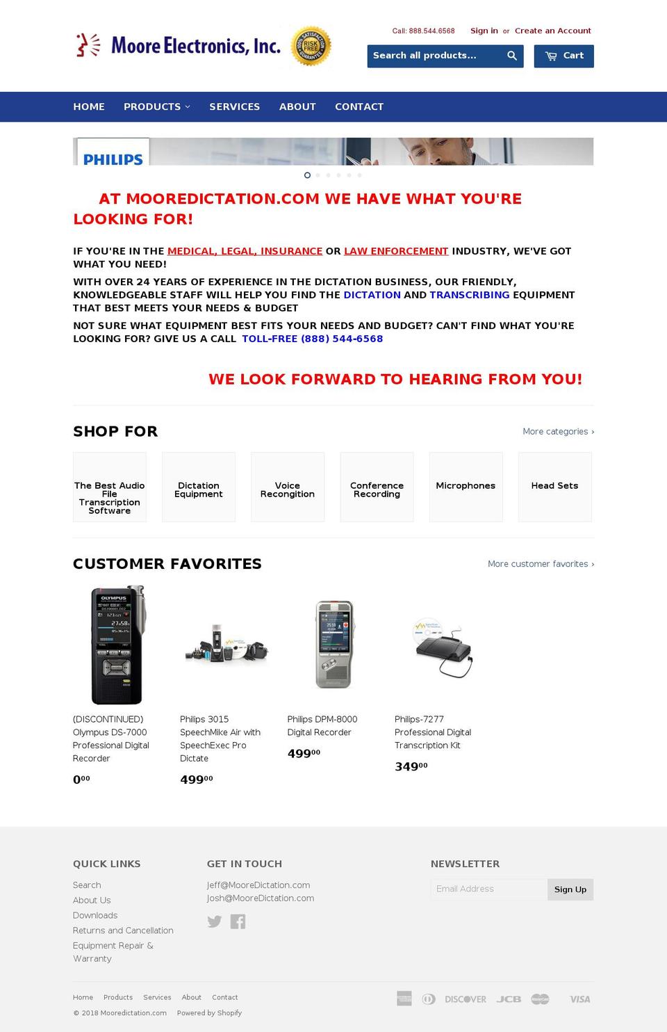 mooredictation.com — Shopify storefront screenshot