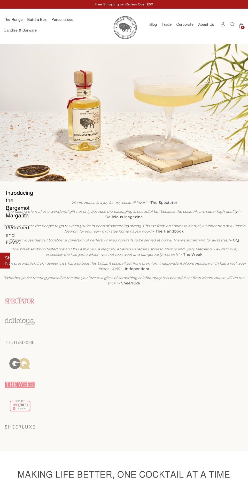 moorehousecocktails.co.uk shopify website screenshot