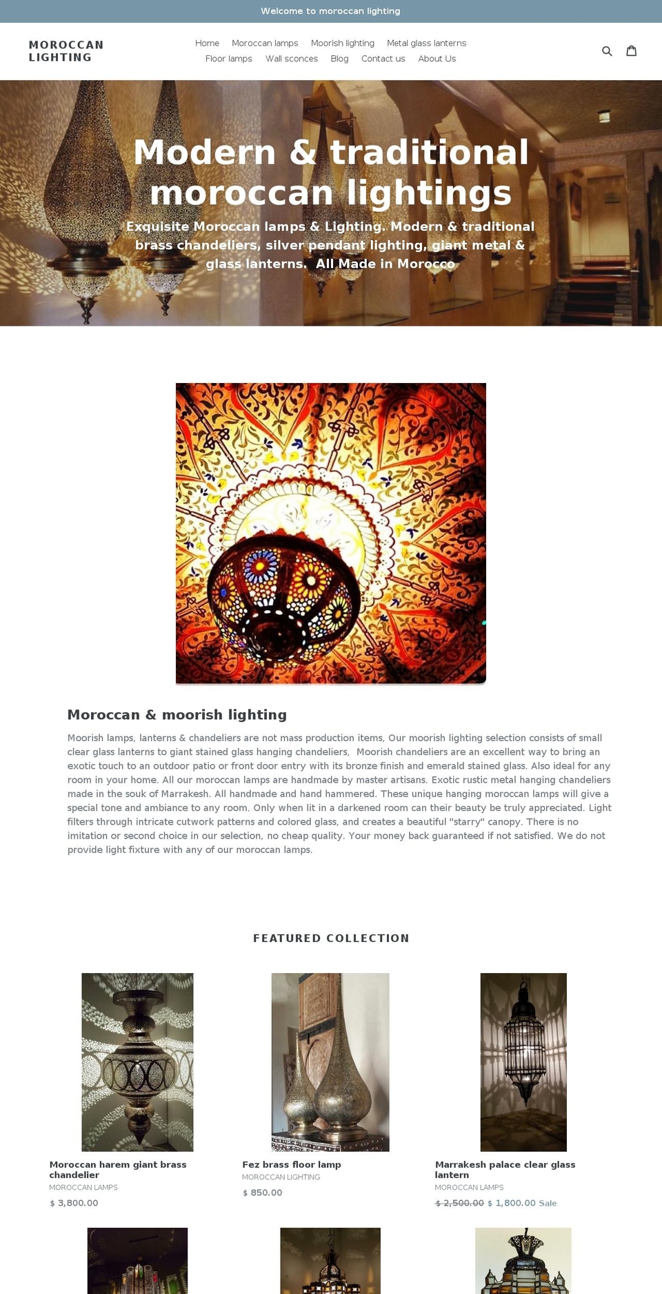 moorishlighting.com shopify website screenshot