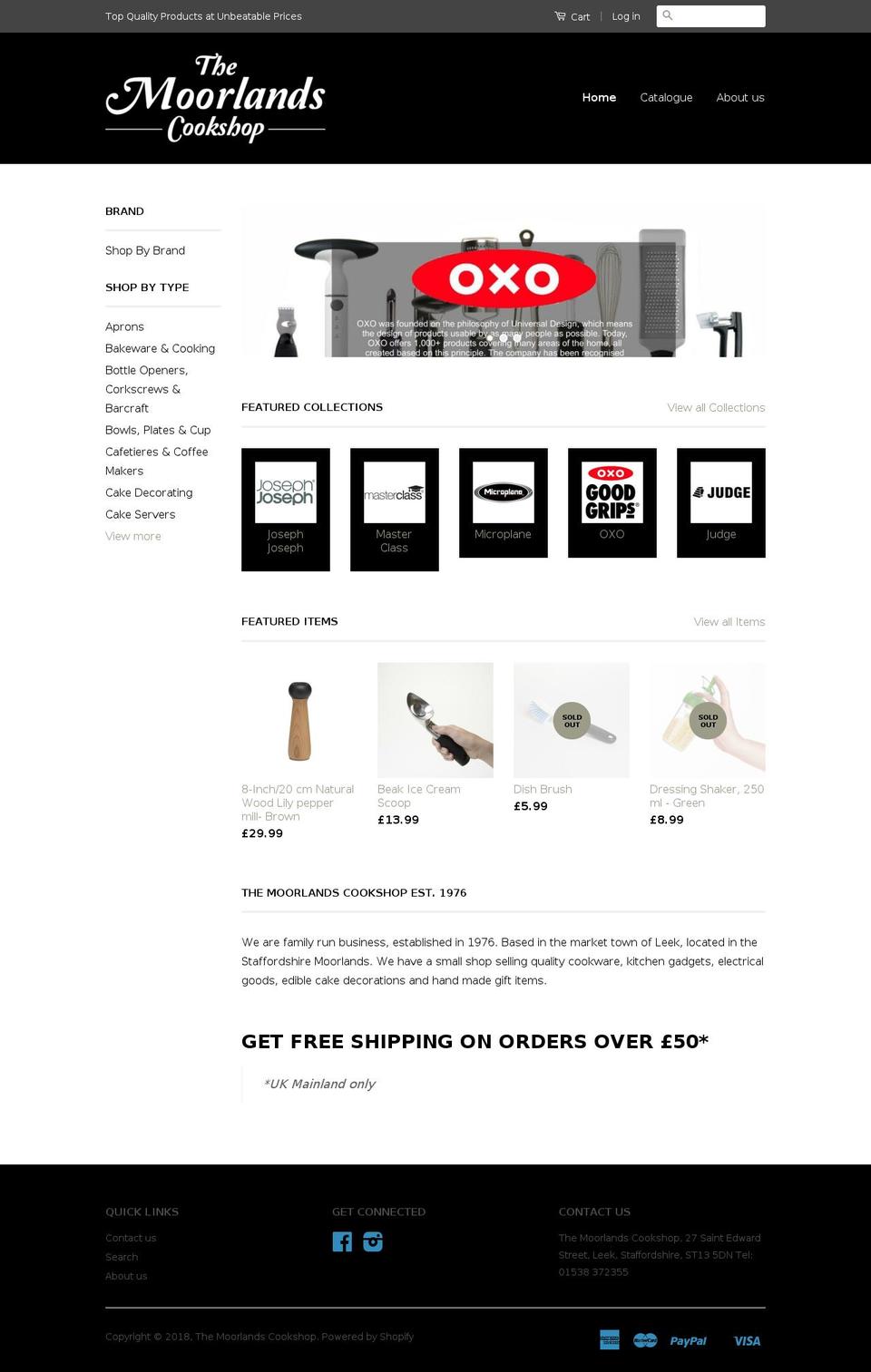 moorlandscookshop.com — Shopify storefront screenshot