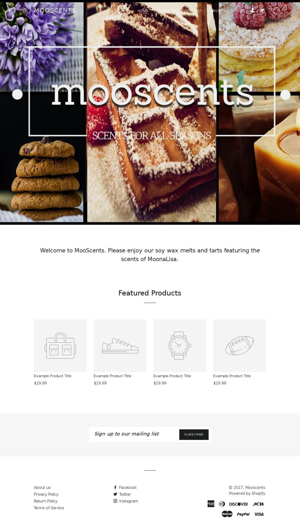 mooscents.com shopify website screenshot