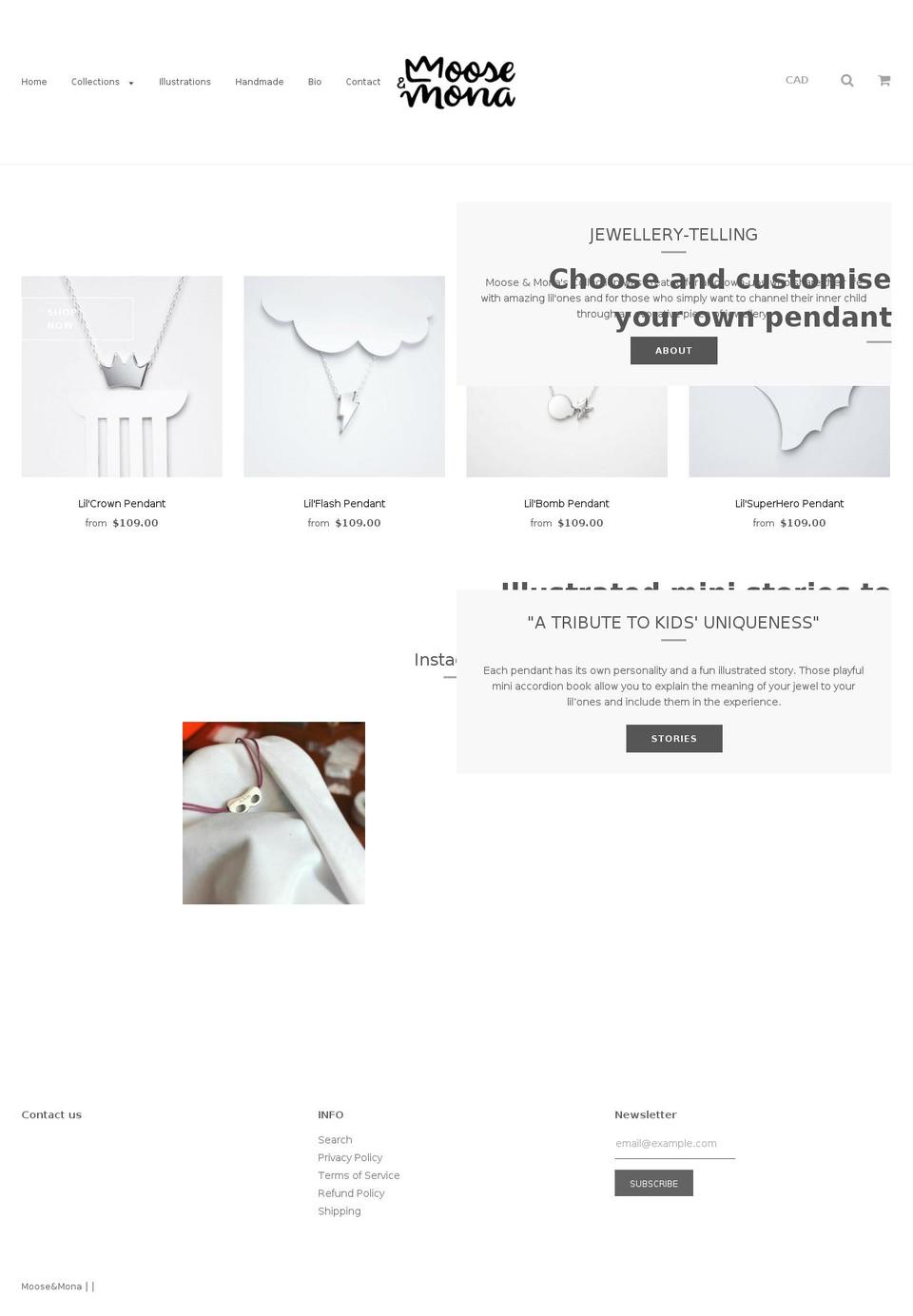 mooseandmona.com — Shopify storefront screenshot