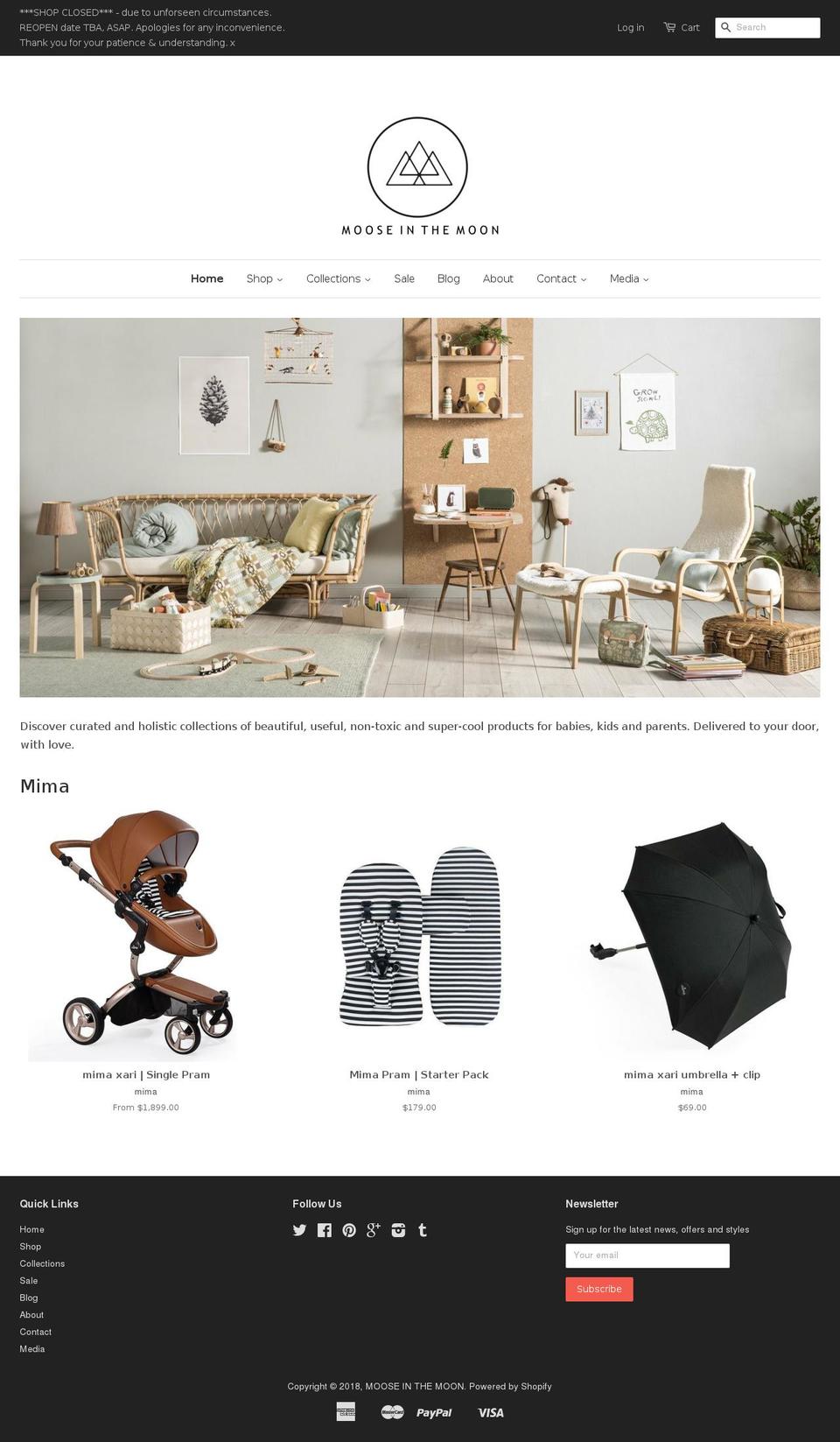 mooseinthemoon.com.au shopify website screenshot