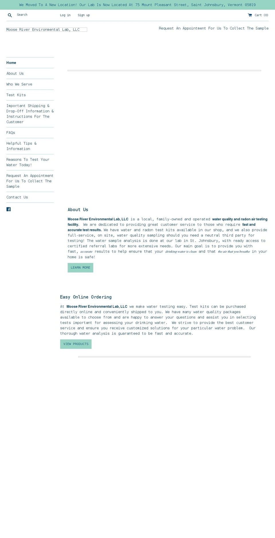 mooseriverlab.com shopify website screenshot