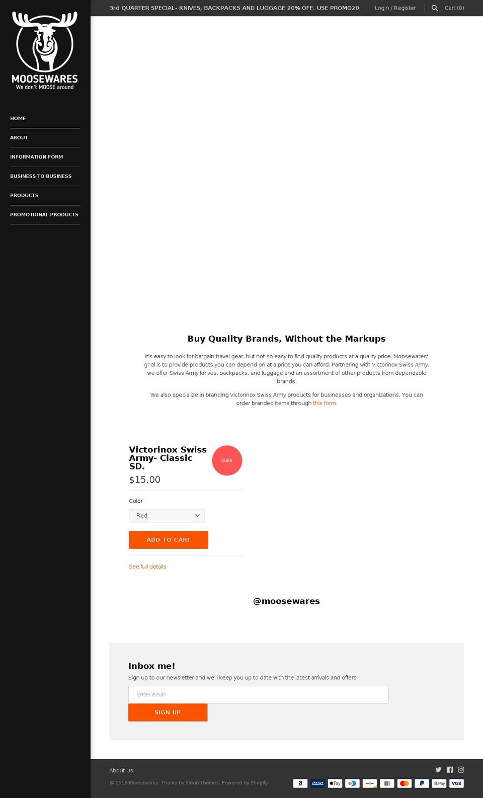 moosewares.com — Shopify storefront screenshot