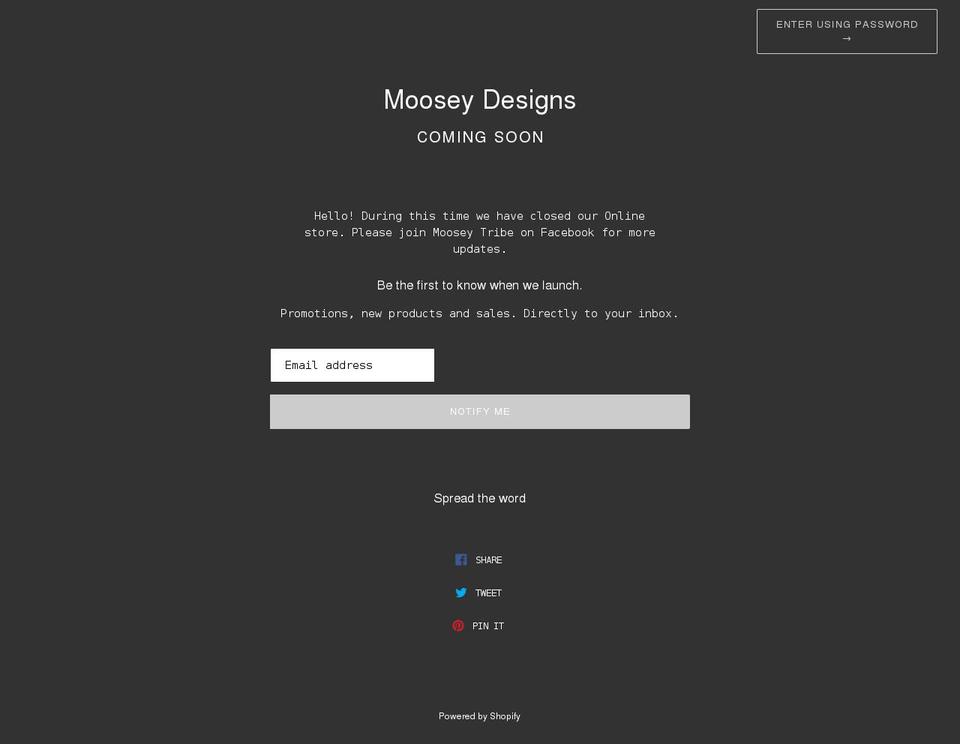 mooseydesigns.com shopify website screenshot
