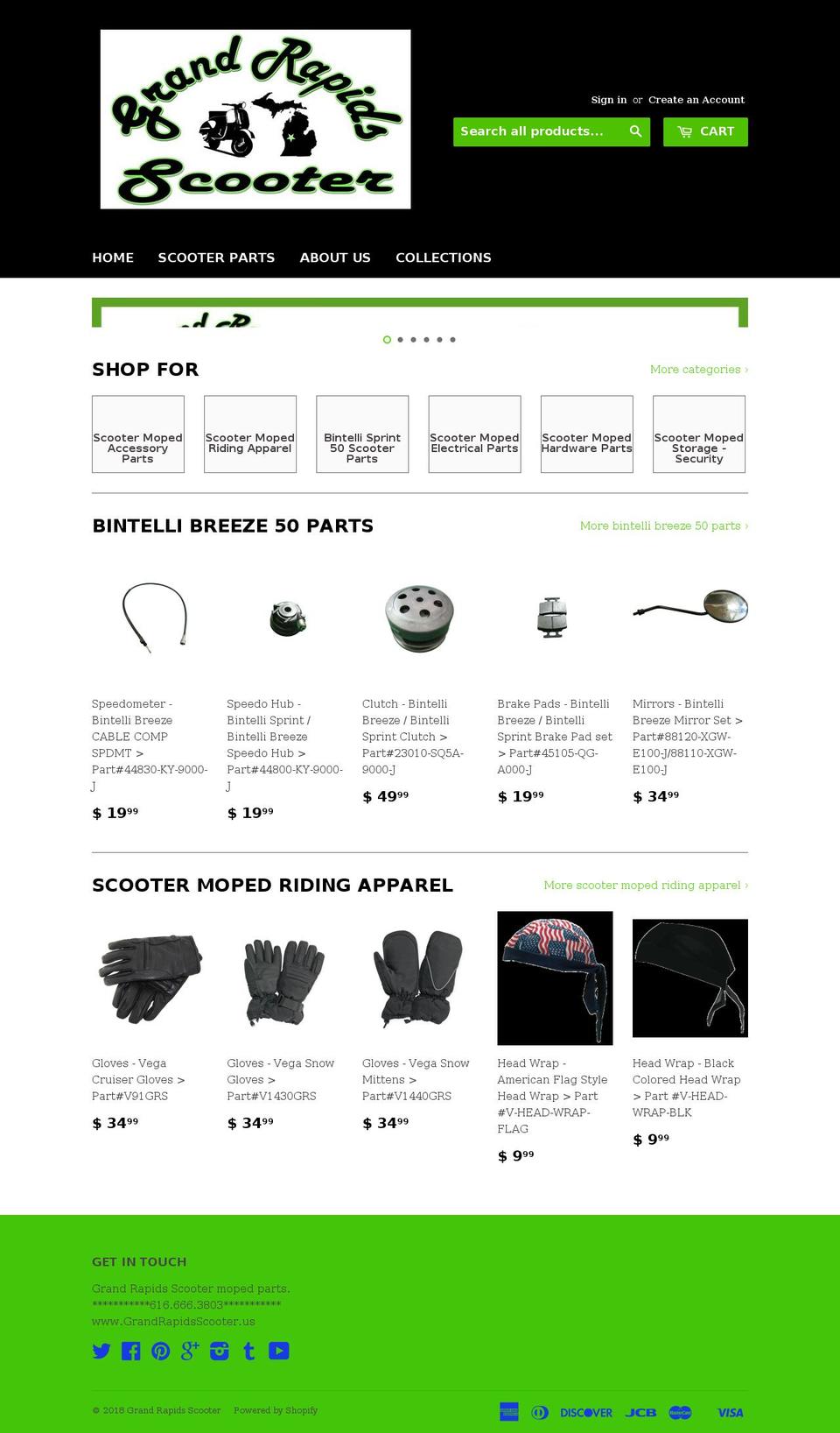 mopedscooterparts.com — Shopify storefront screenshot