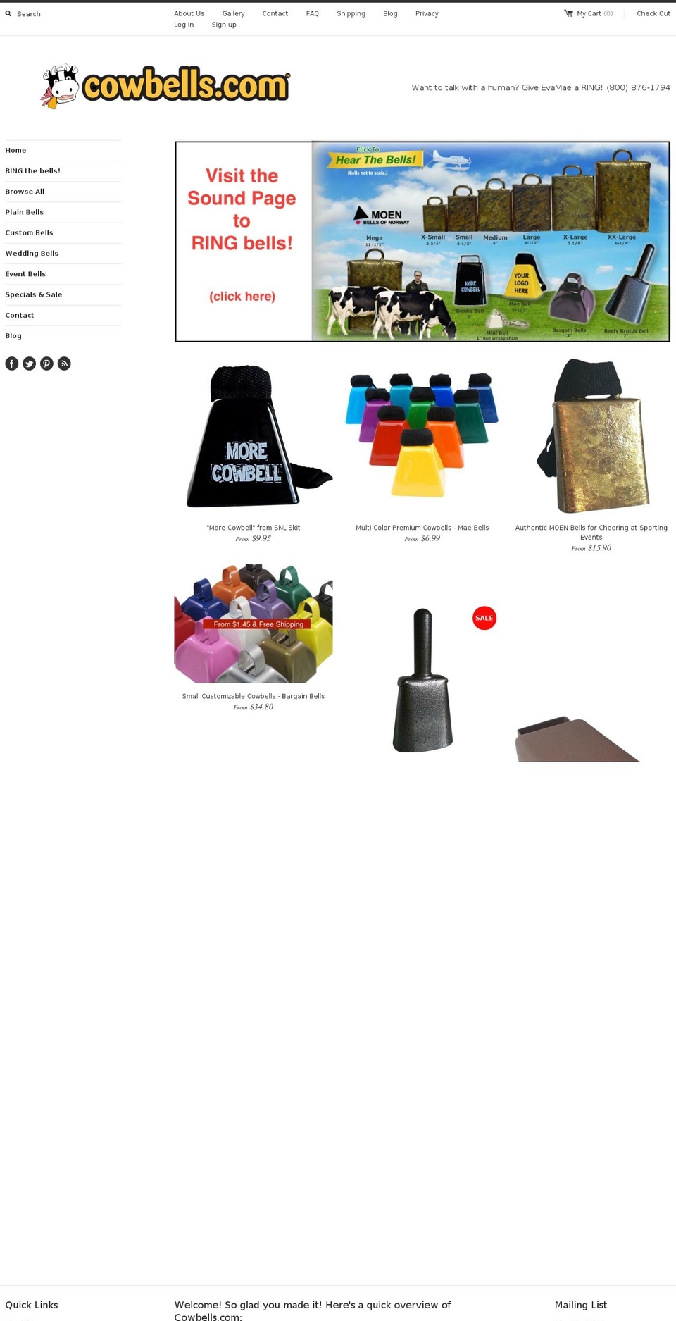 more-cowbells.com shopify website screenshot