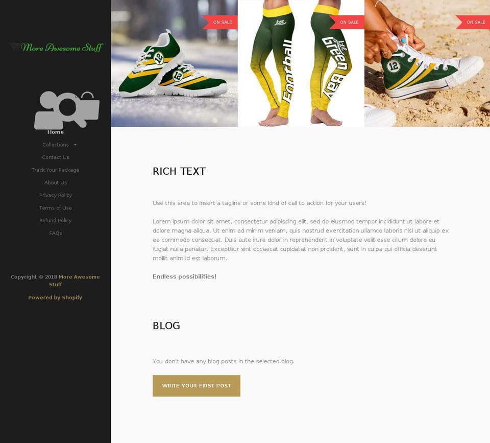 moreawesomestuff.com — Shopify storefront screenshot