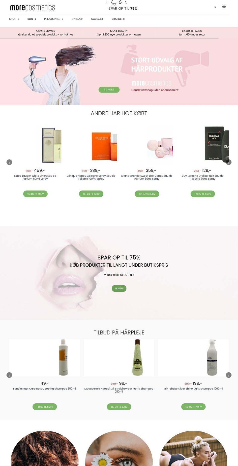 morecosmetics.dk shopify website screenshot