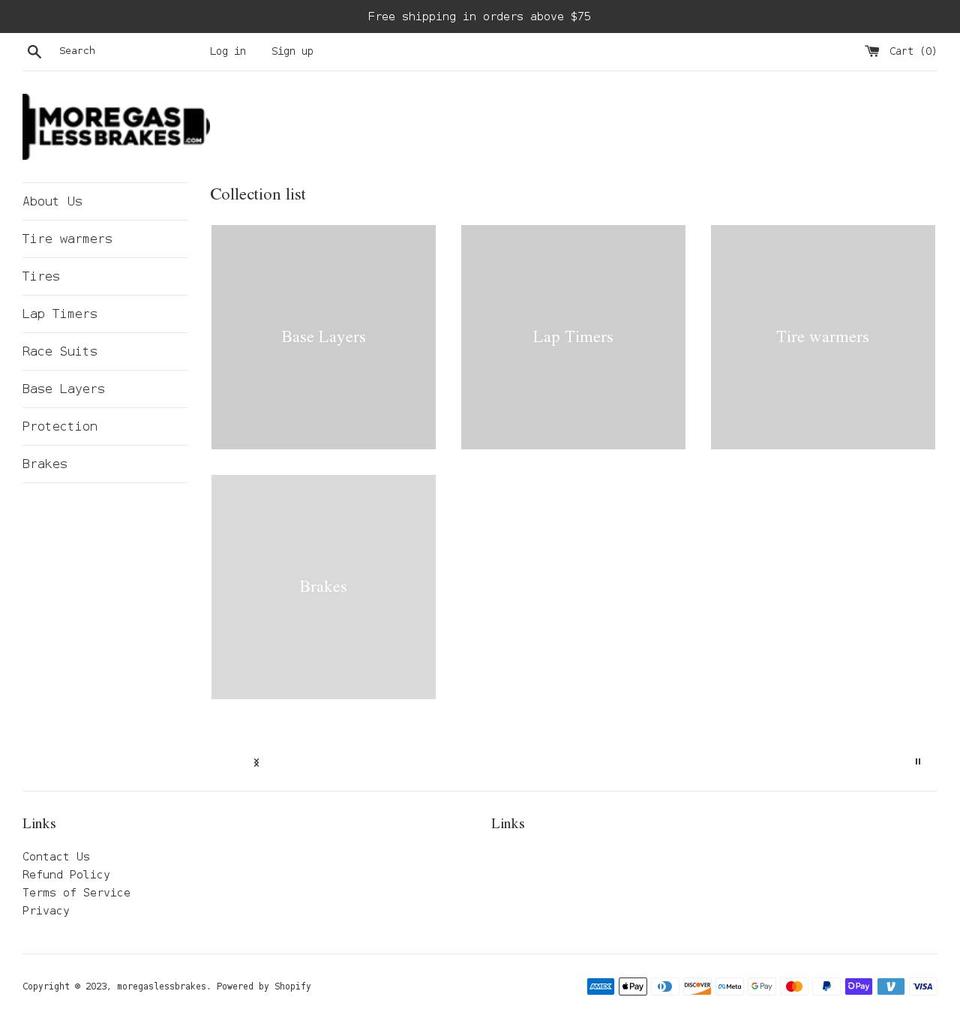 moregaslessbrakes.com shopify website screenshot