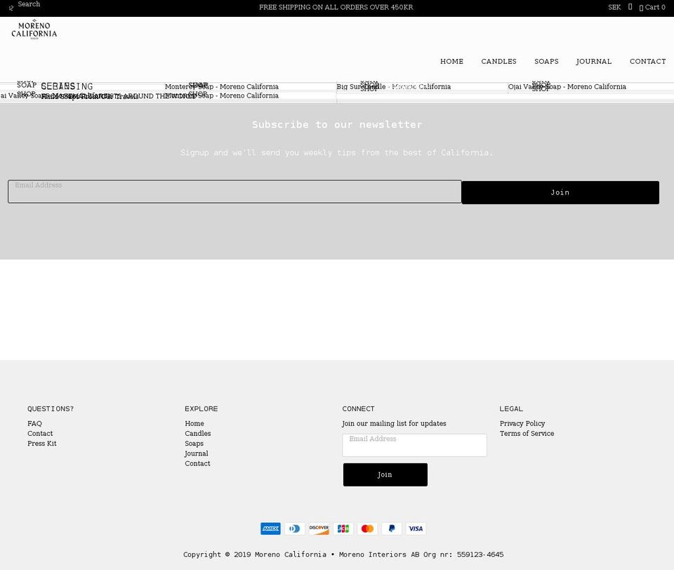 morenocalifornia.com — Shopify storefront screenshot