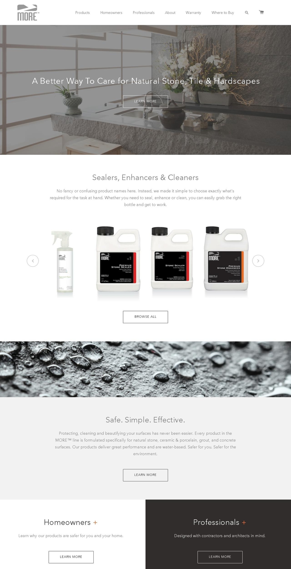 morestonecare.com shopify website screenshot