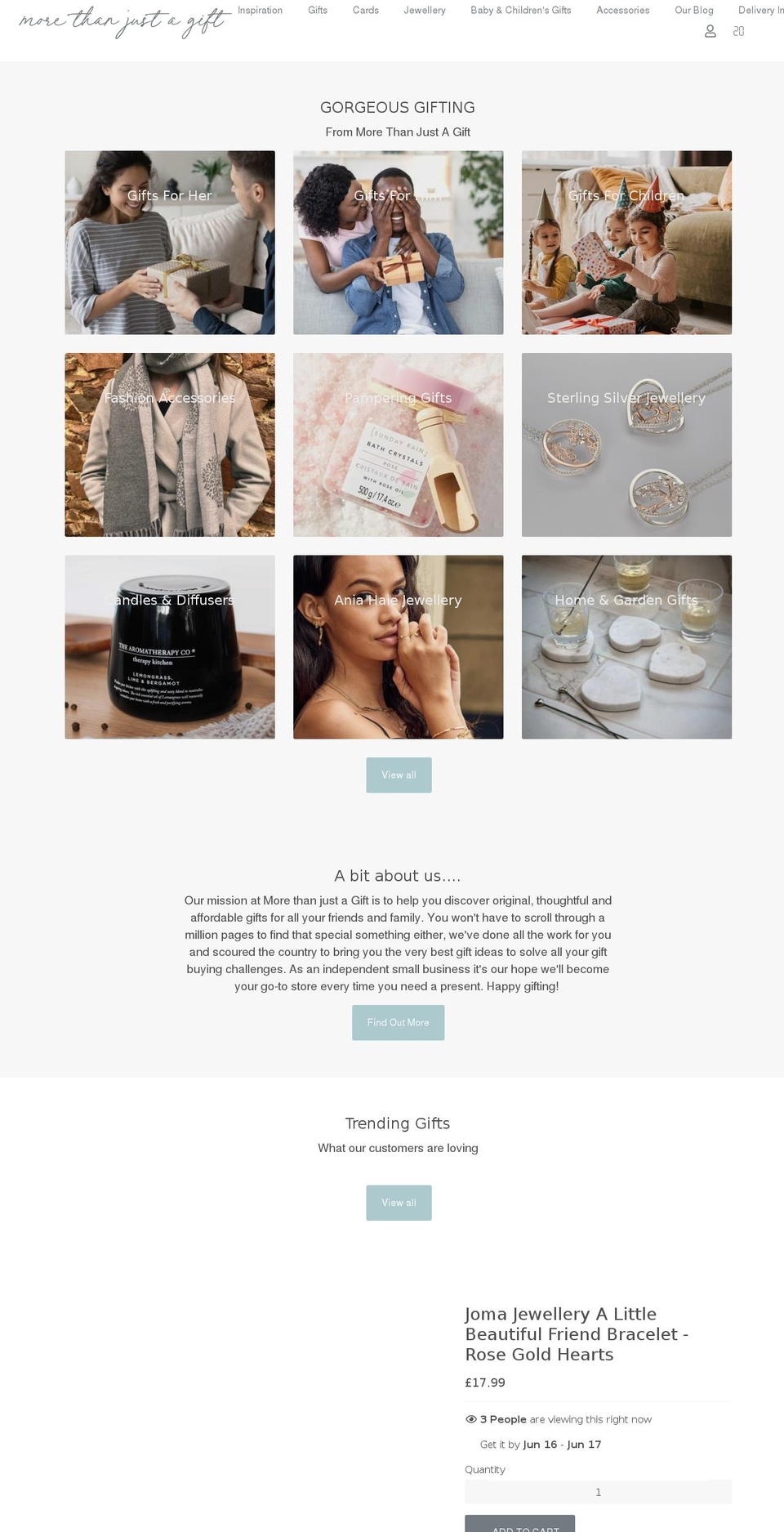 morethanjustagift.co.uk shopify website screenshot