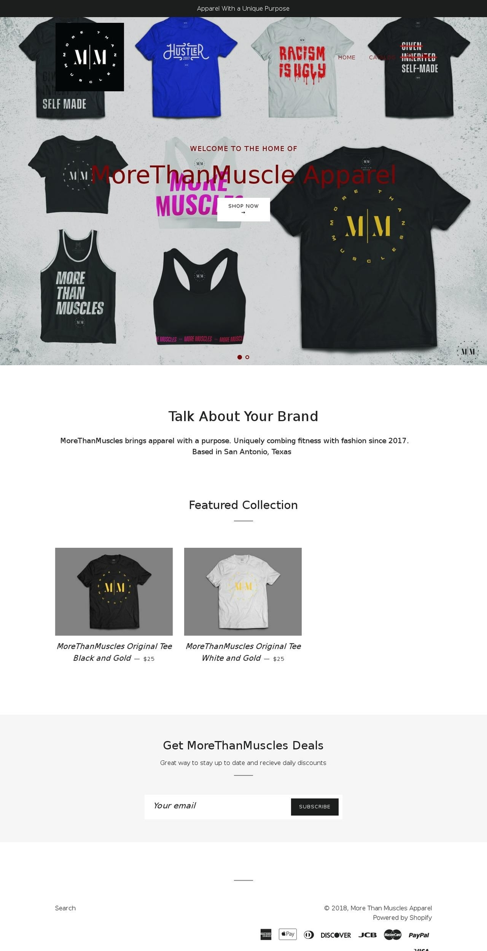 morethanmuscles.com — Shopify storefront screenshot