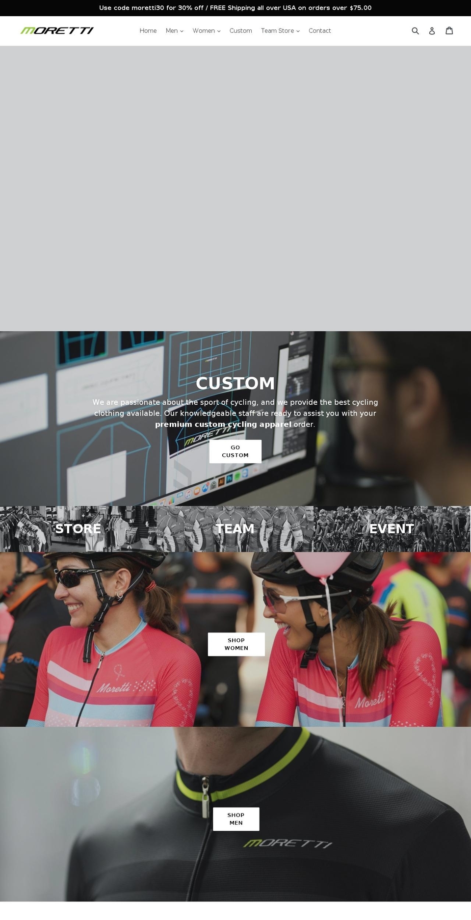 morettiwear.com shopify website screenshot