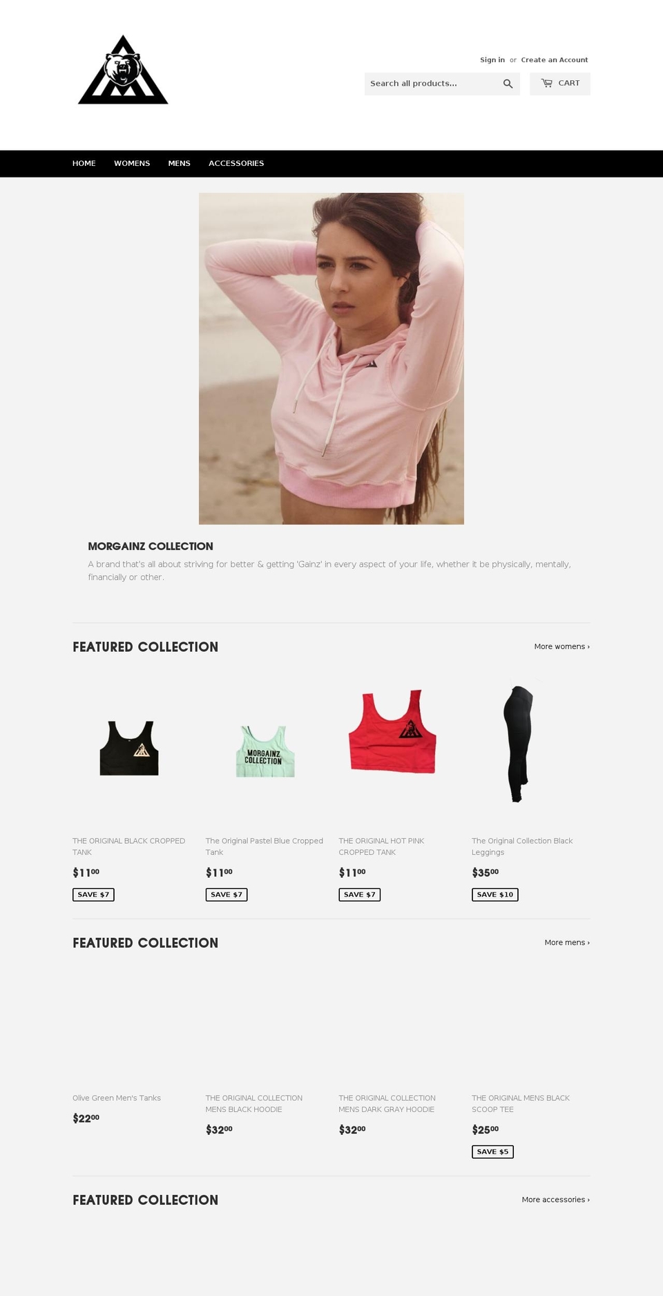 morgainzcollection.com — Shopify storefront screenshot