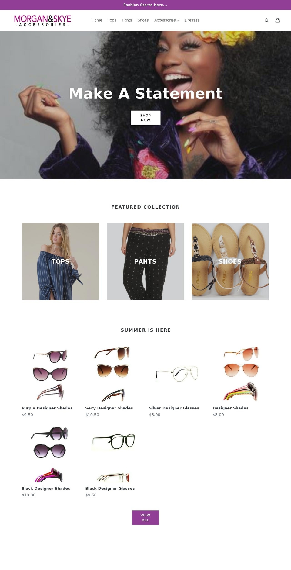 morganandskyeaccessories.com — Shopify storefront screenshot