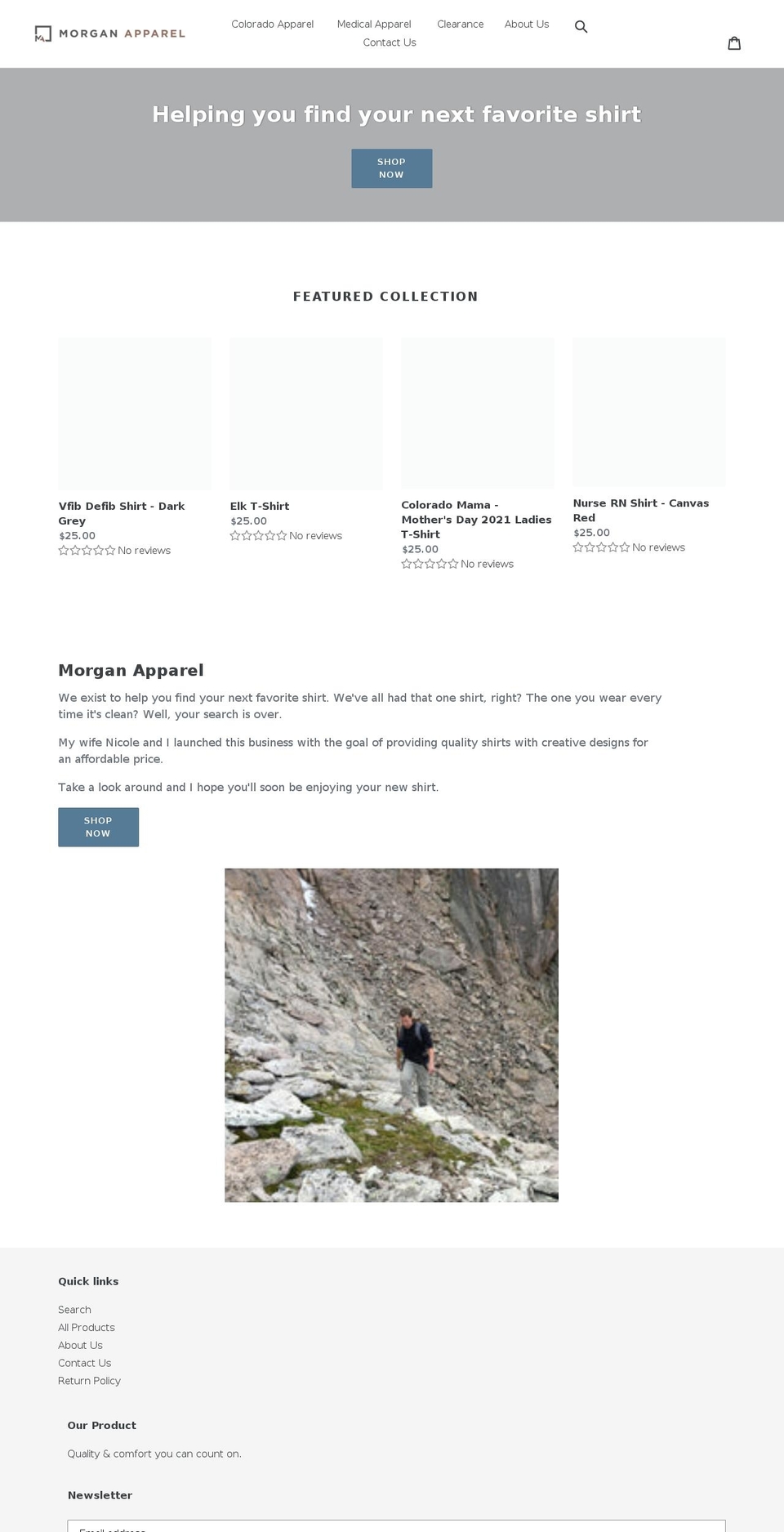 morganapparel.ink shopify website screenshot