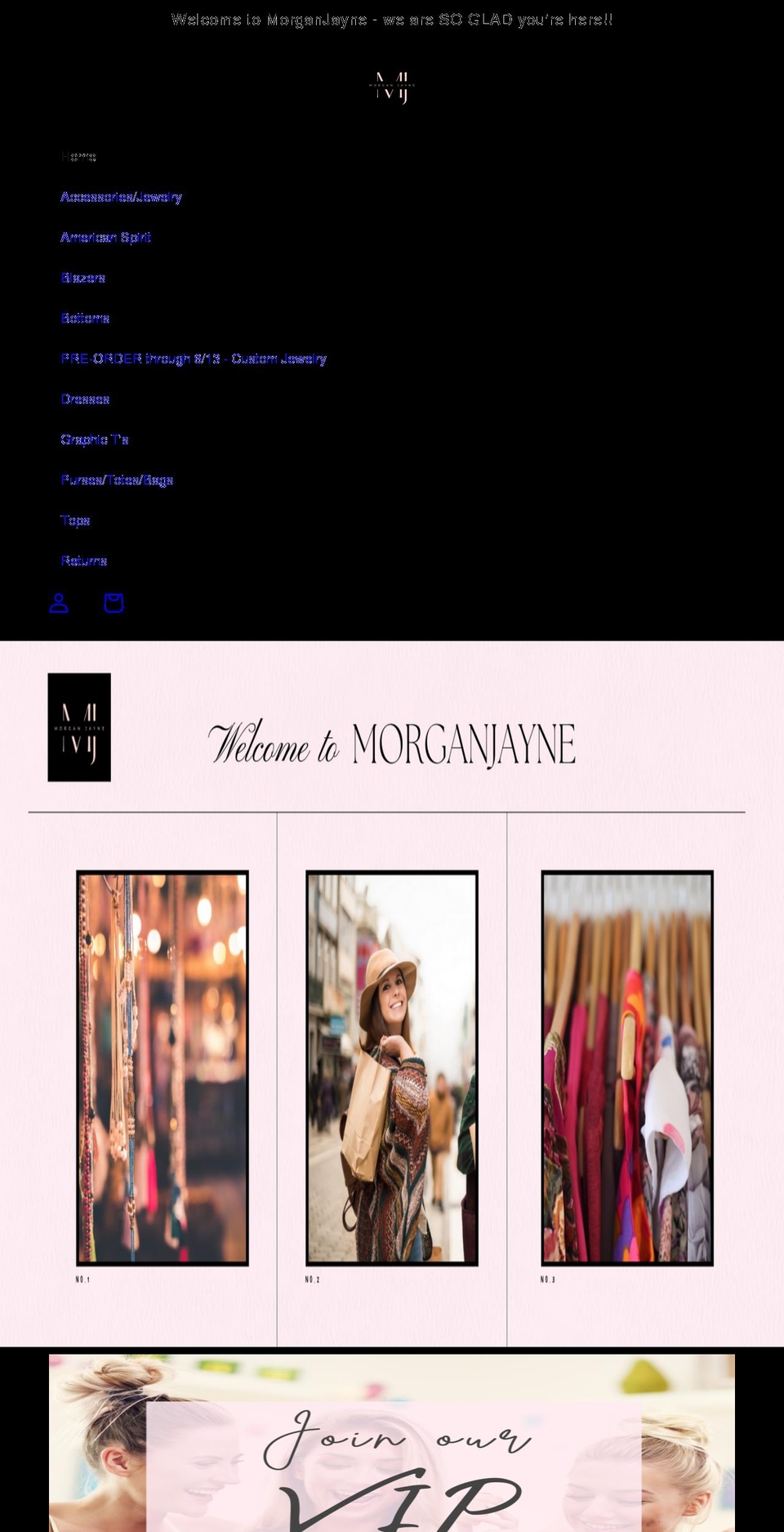 morganjayne.com shopify website screenshot