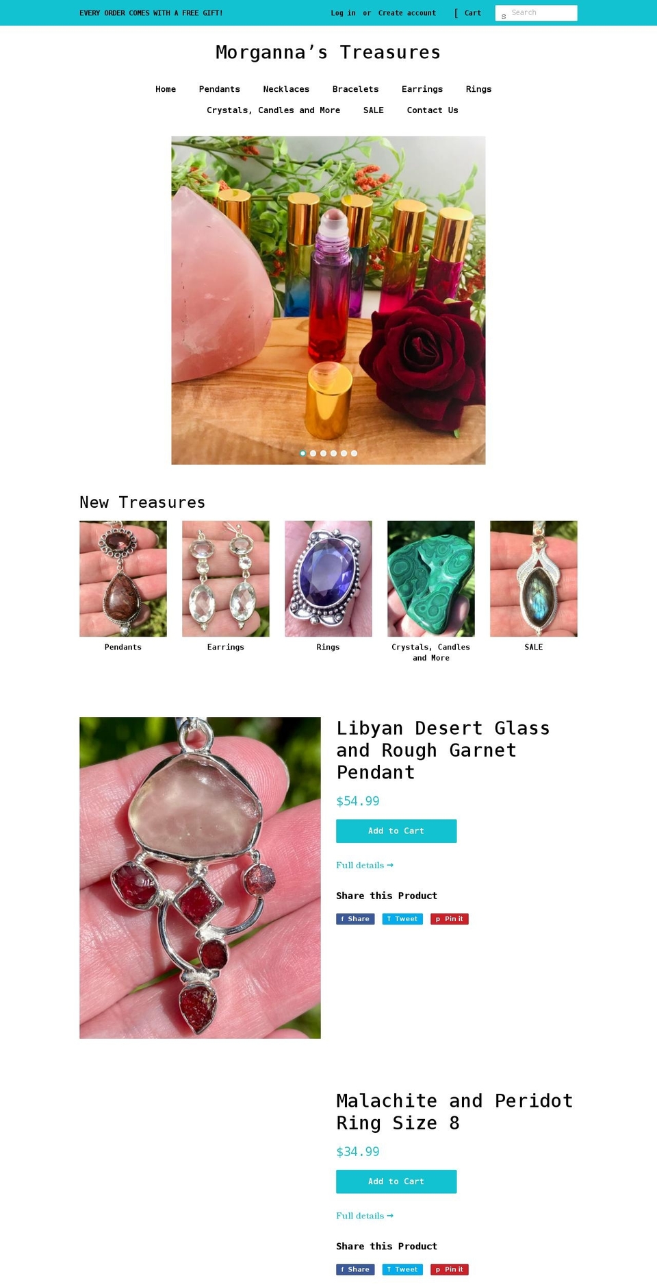 morgannastreasures.com shopify website screenshot